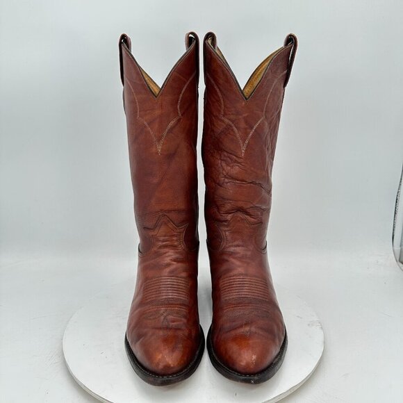 Tony Lama 5084 Men Size 8D Brown Marble Leather Pull On Western Cowboy Boot main image 4